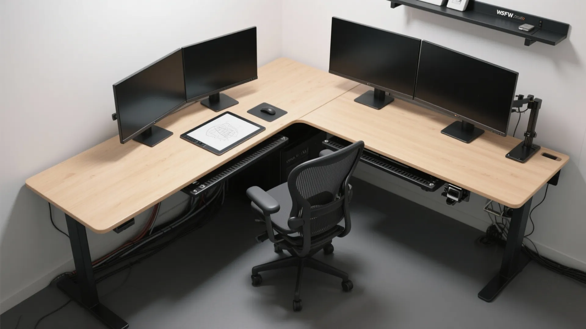 L-Shaped Micro Studio Desk Layout