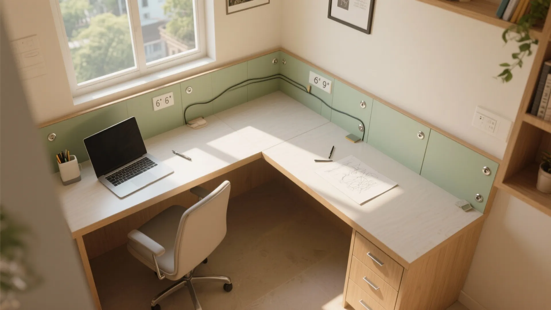 L-Shaped Desk Layout for Efficient Workflows