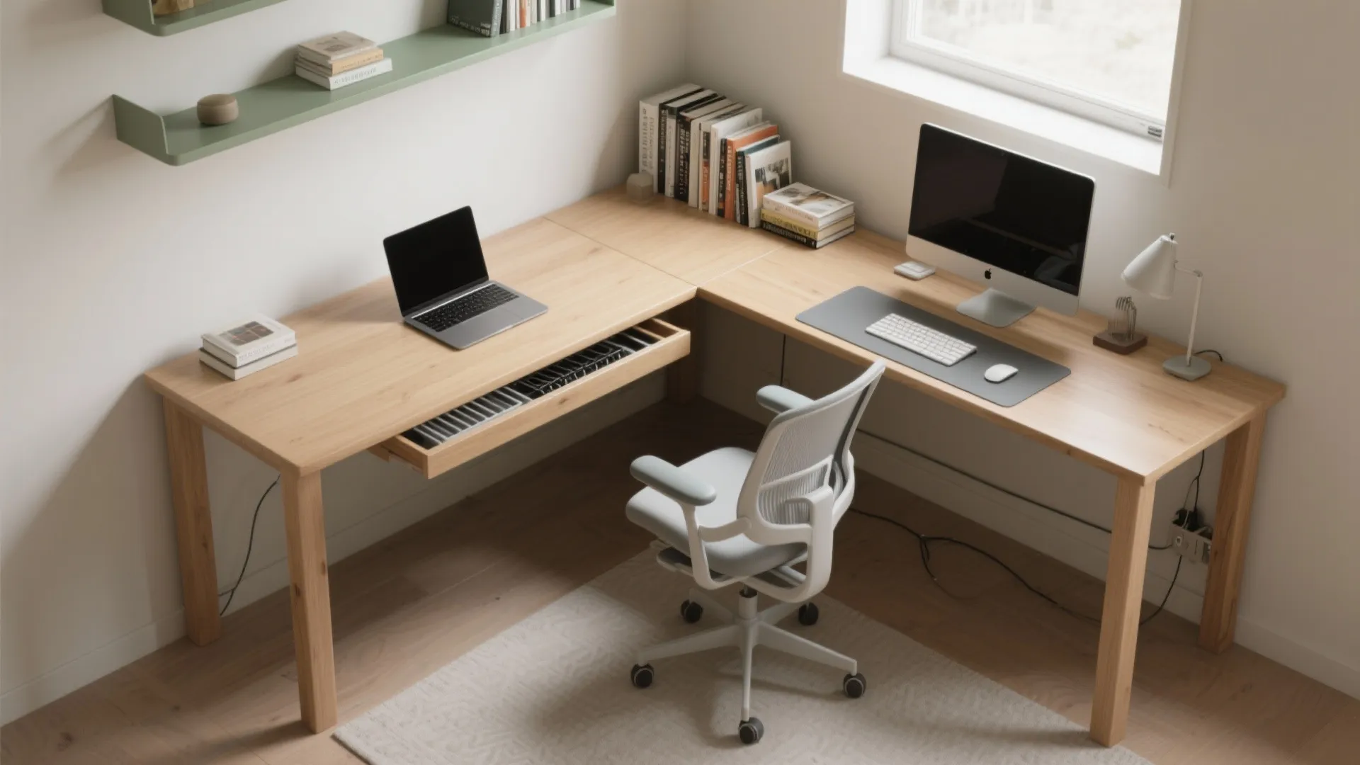 L-shaped desk planning for small footprints