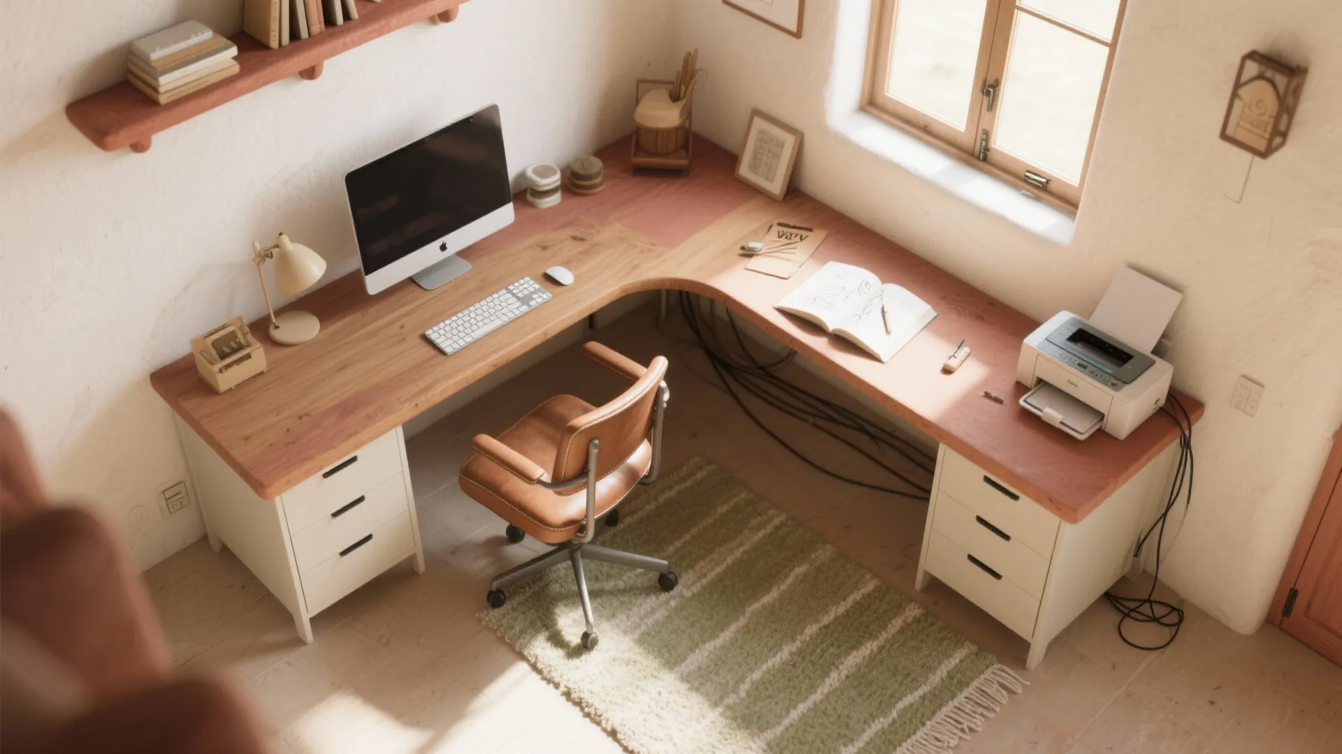 L-Shaped Desk Zoning to Maximize a Petite Footprint