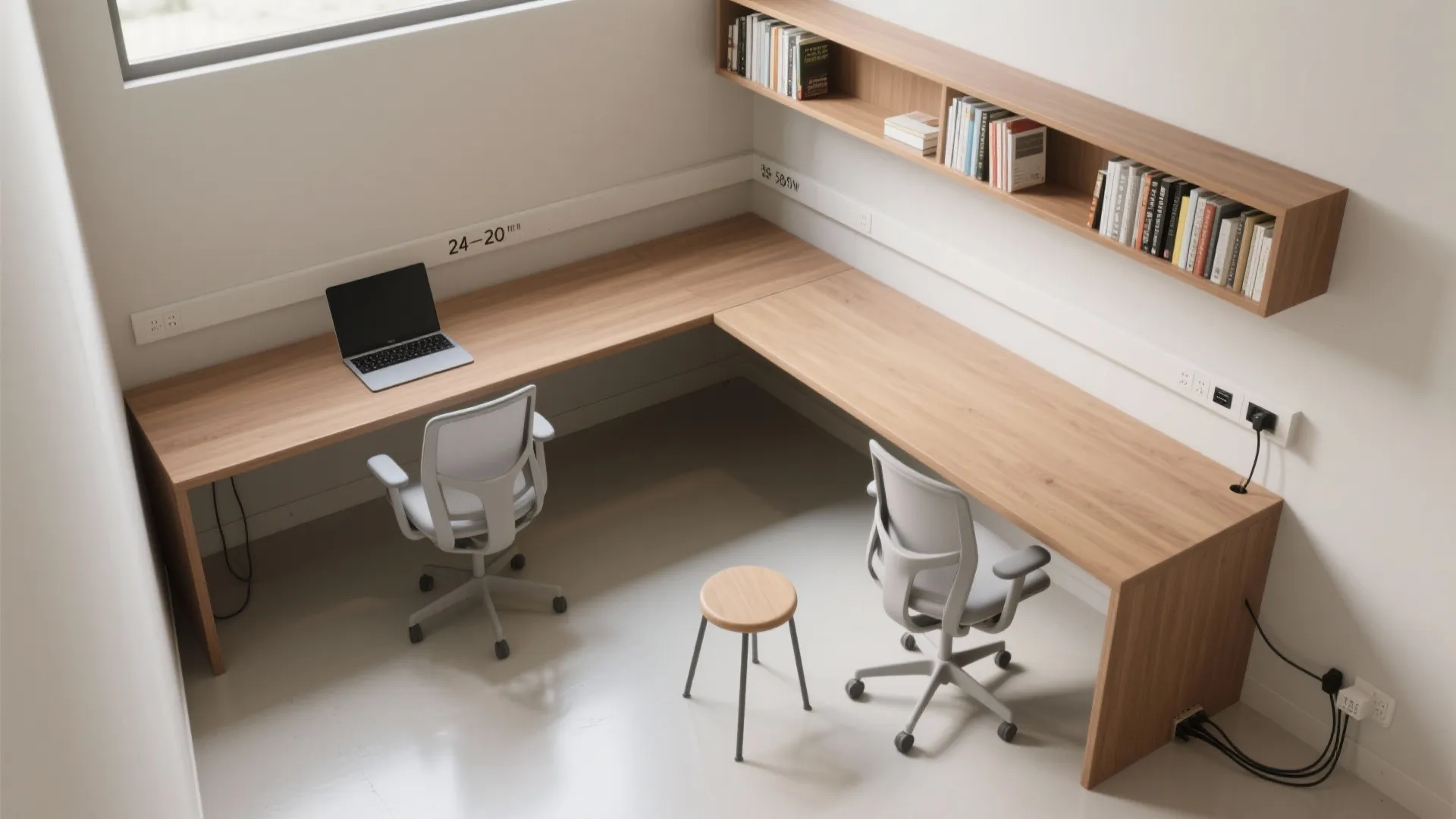 L-shaped desks in tight corners
