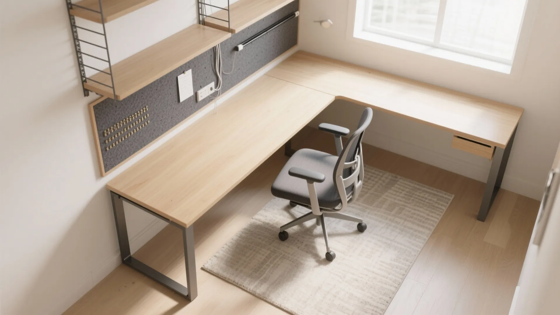 L-Shaped Desk to Carve a Corner