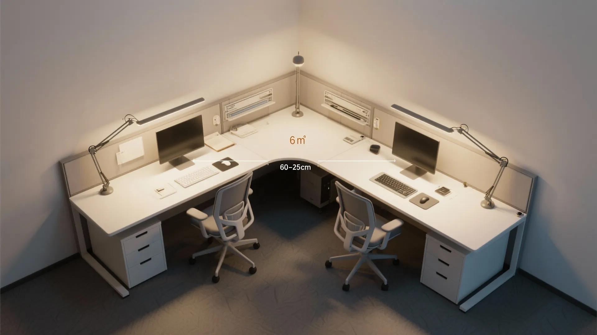 L-shaped workstation to boost surface area