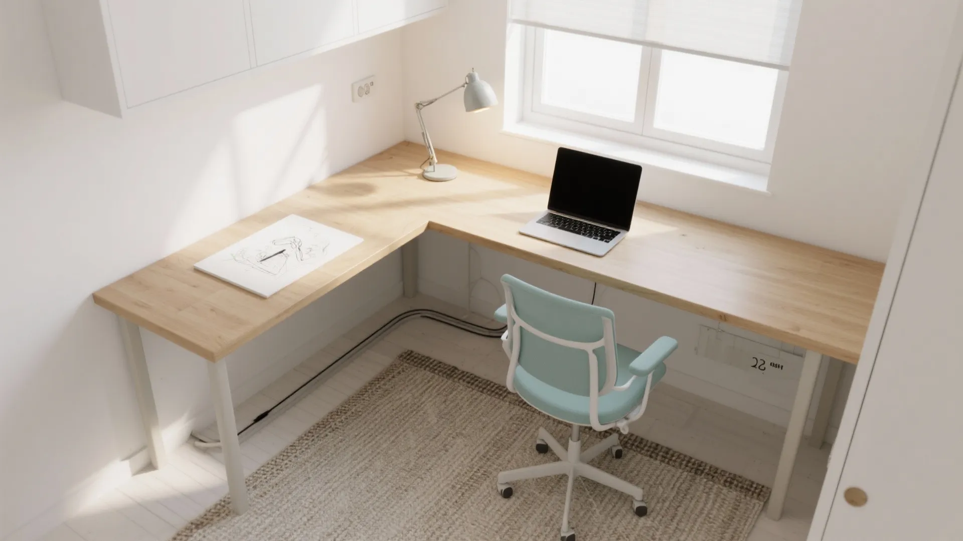 L-Shaped Small Study Layout for Focus