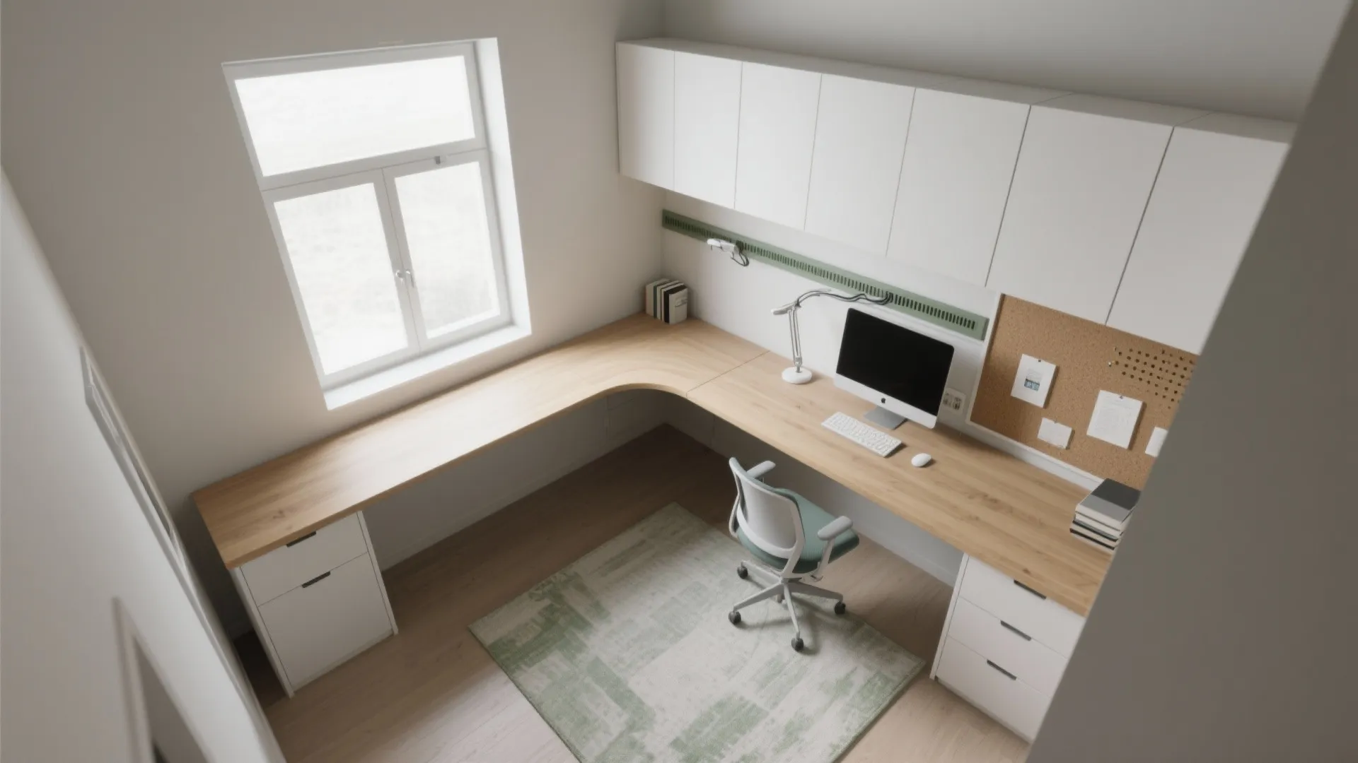 L-shaped desk layout to unlock tight corners