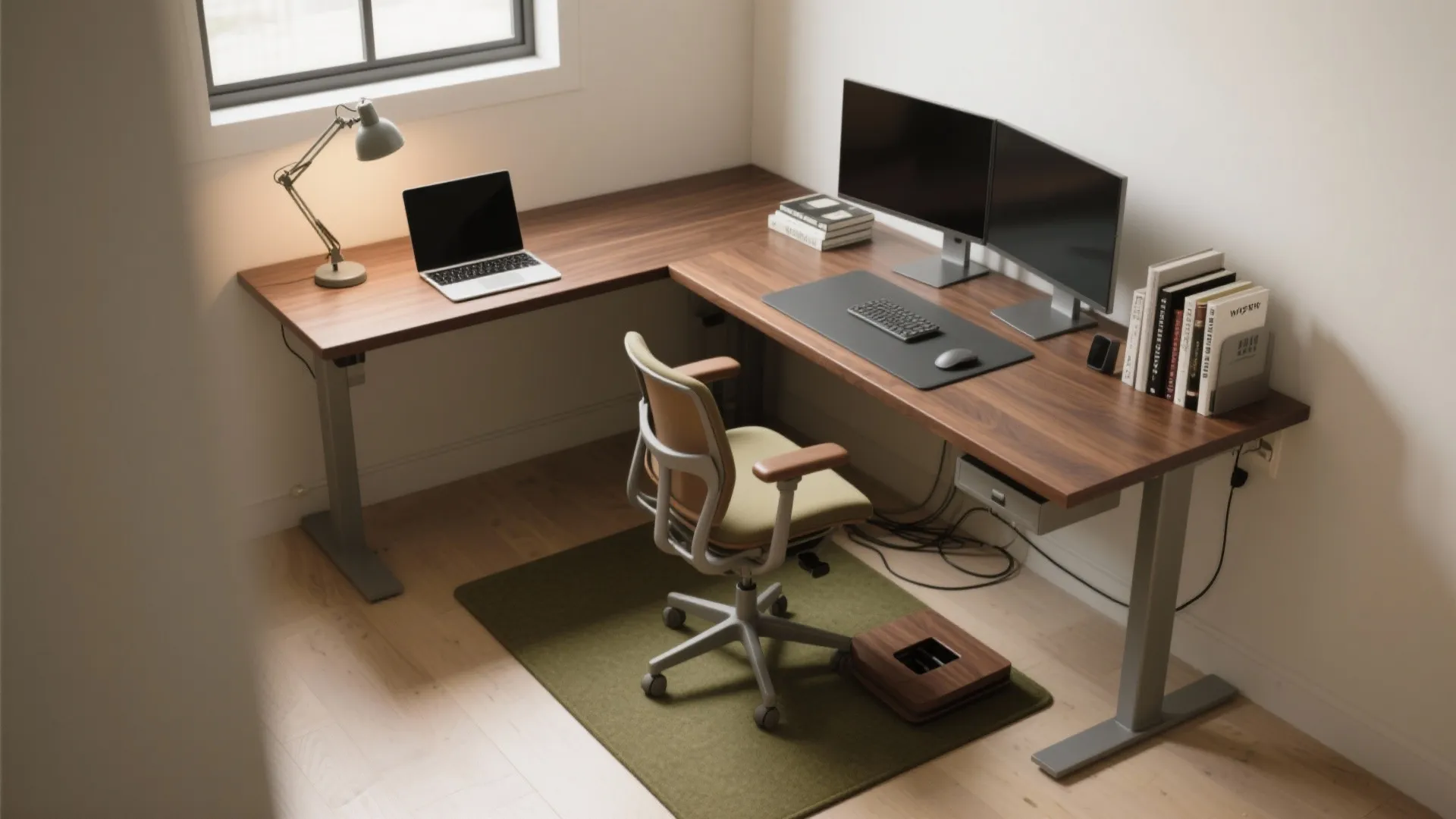 Ergonomic L-Shaped Desk in Tight Corners