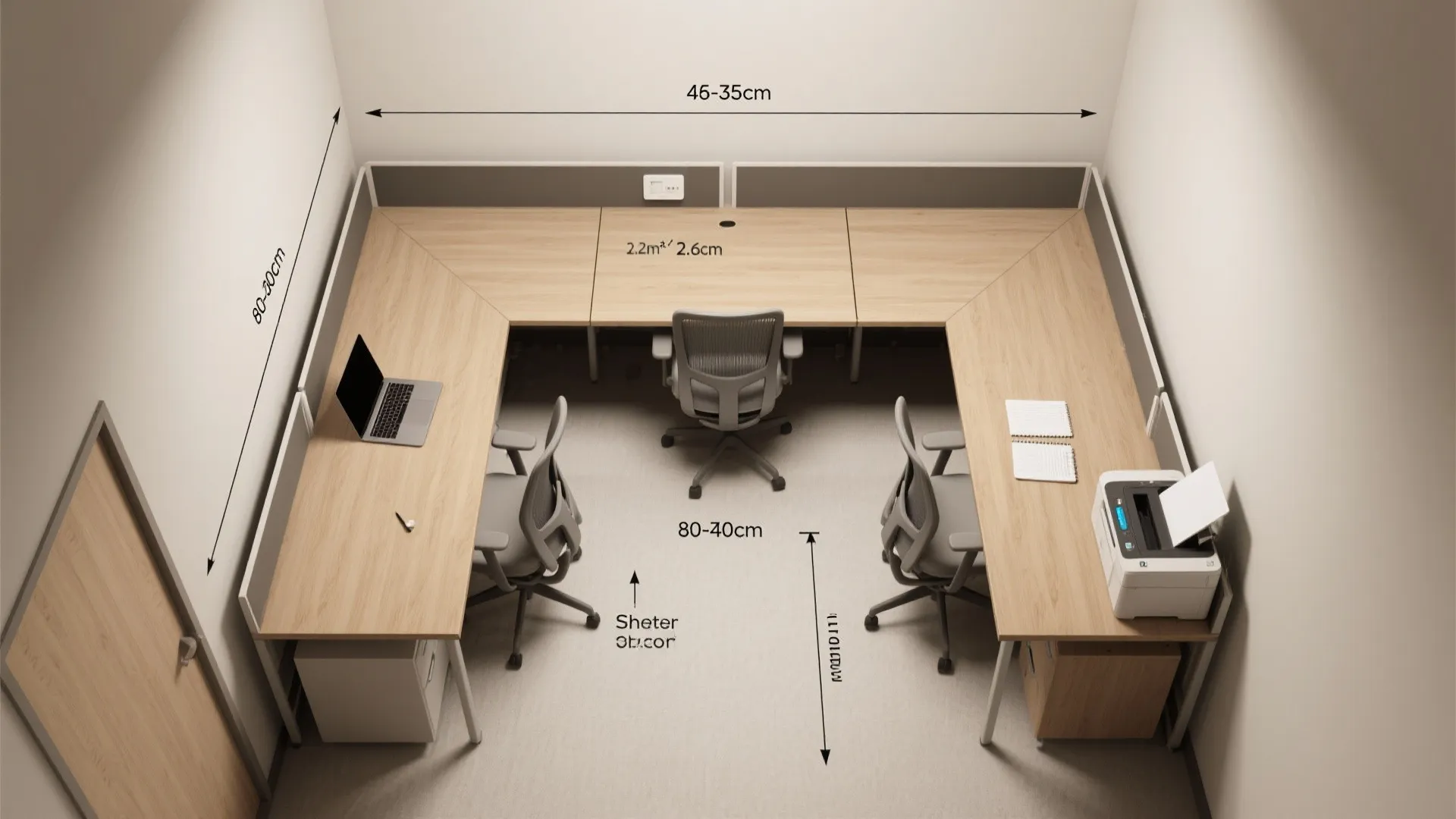 L-shaped desk layout to unlock usable surfaces