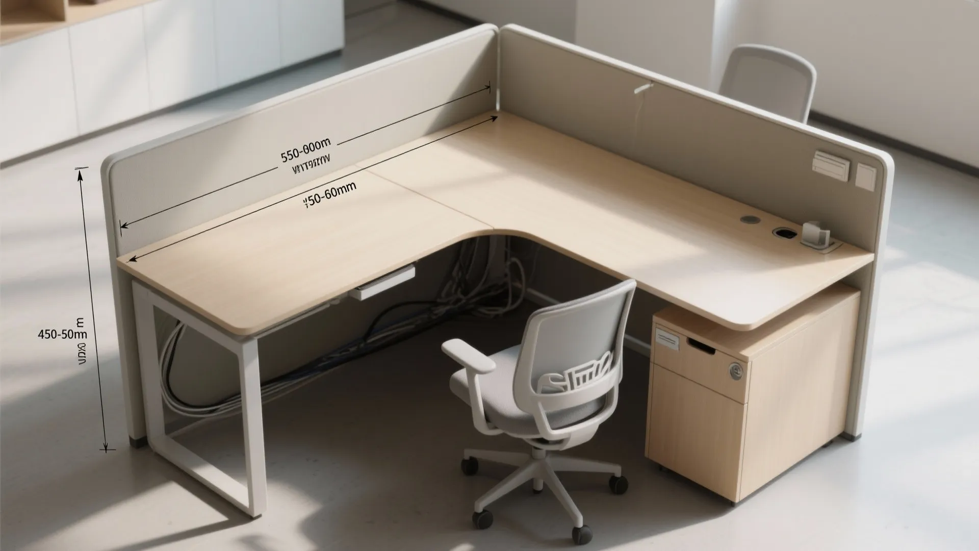 Compact L-shaped desk for multitasking