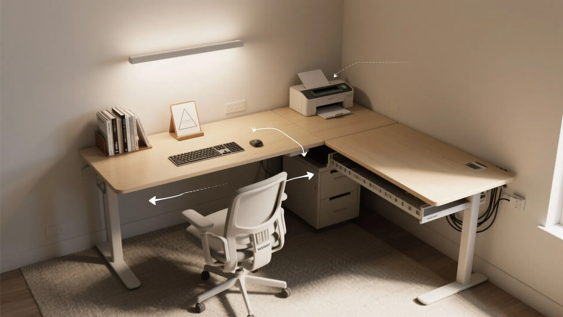 L-Shaped Desk Inspired by Kitchen Work Triangle