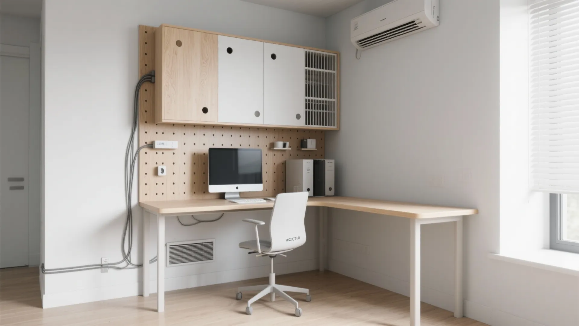L-Shaped Desk and Vent-Savvy Storage