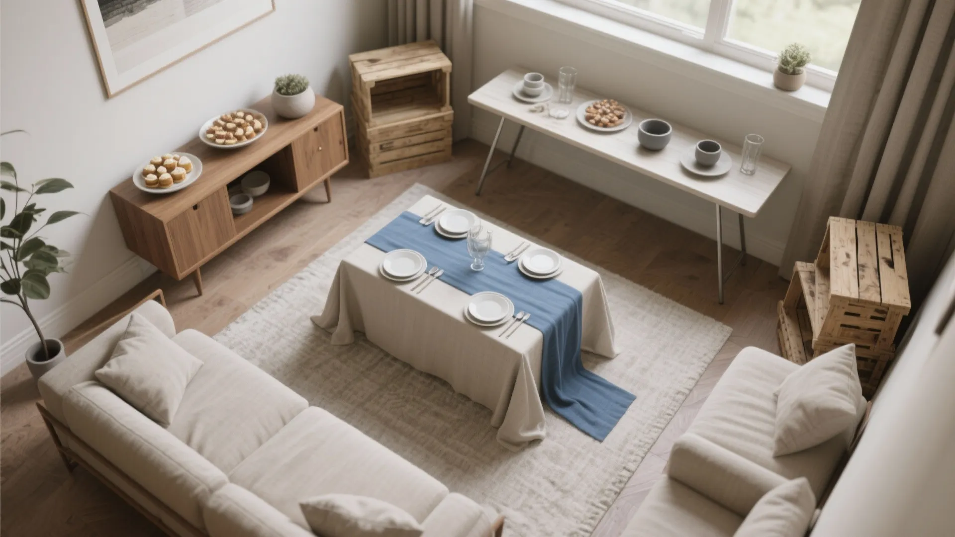 L-Shaped Dessert Table to Free Floor Space