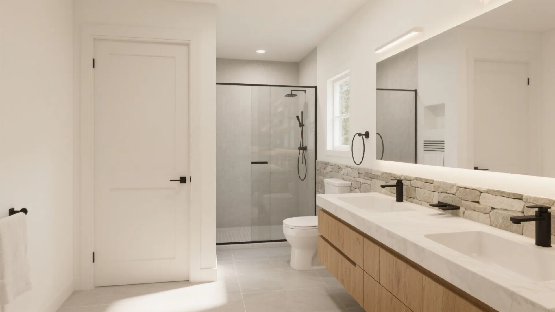 Zoning with half walls and an L-shaped flow