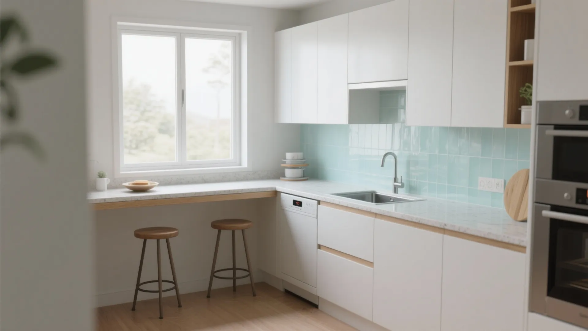 L-Shaped Galley with a Breakfast Ledge