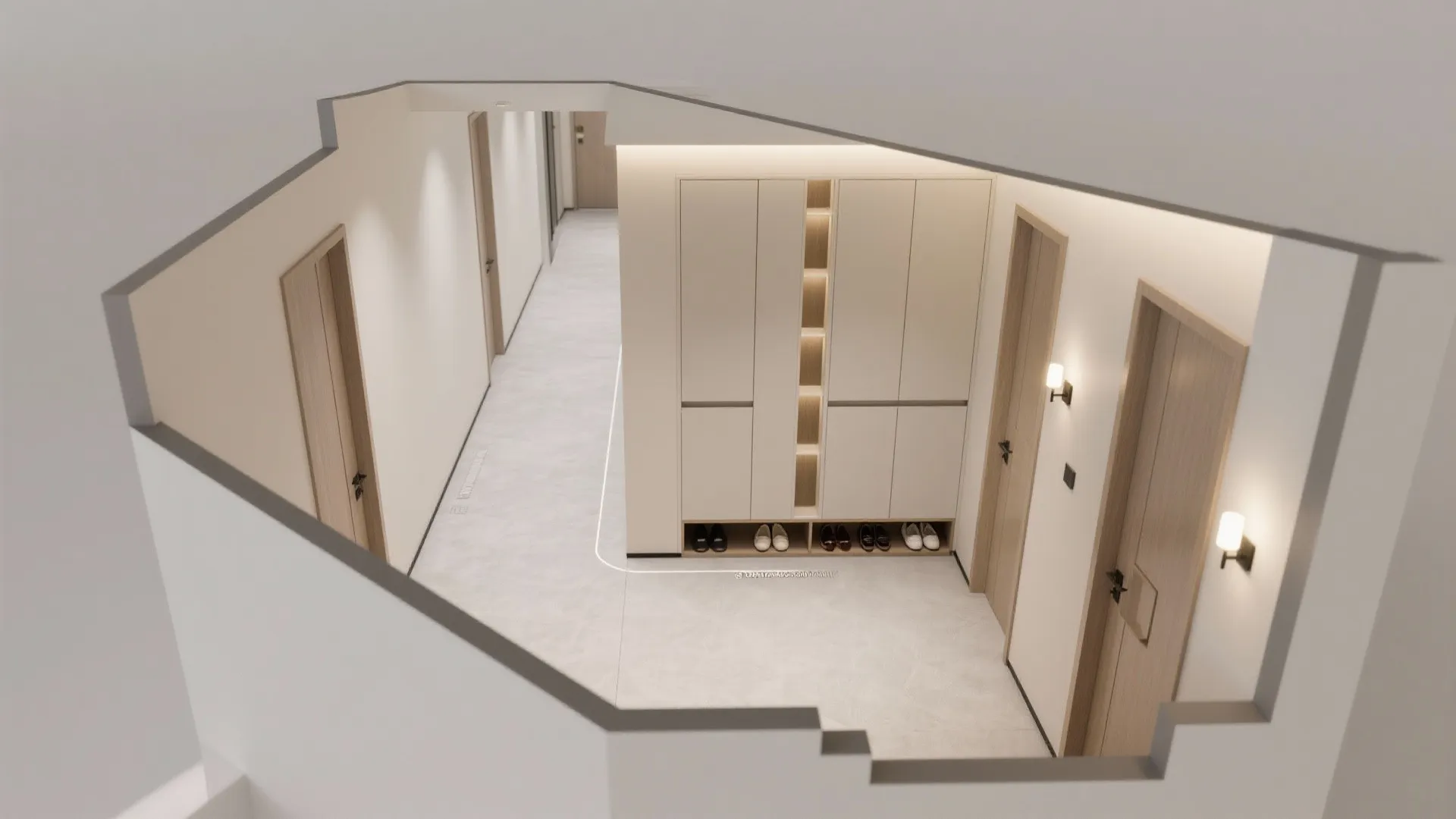 L-Shaped Hall Layout for More Usable Wall Space