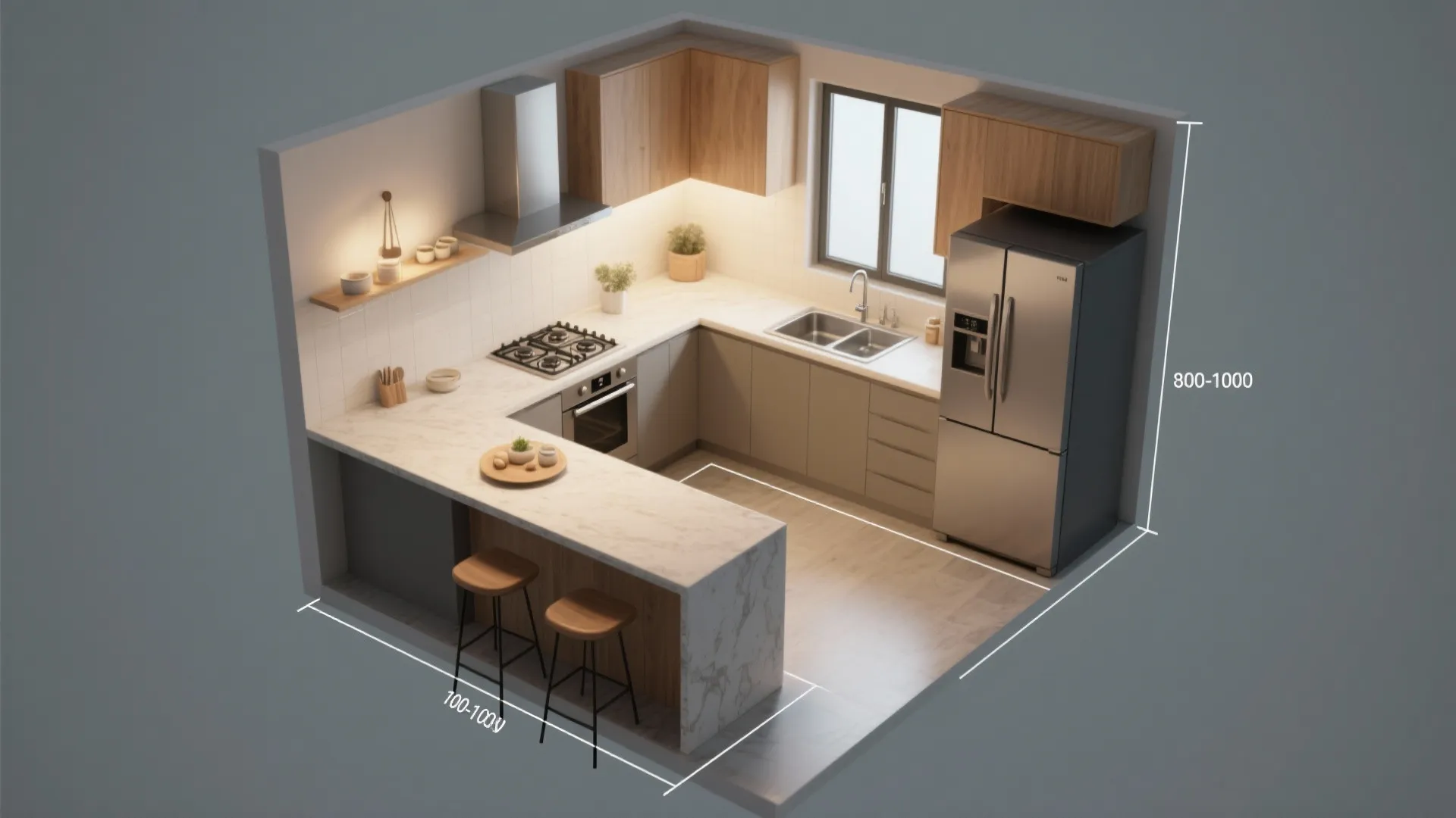 L-Shaped Layout with a Compact Island