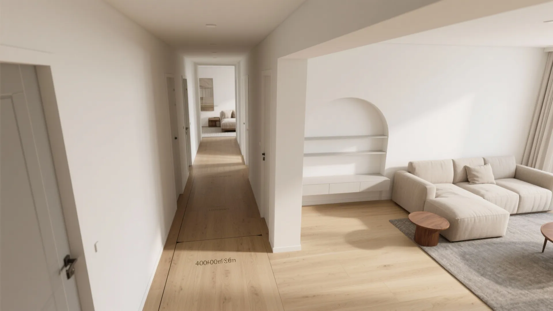 L-Shaped Hall–Living Junction That Improves Flow