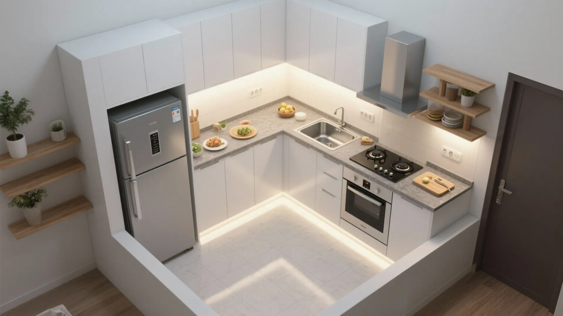 Compact L-shaped kitchen layout done right