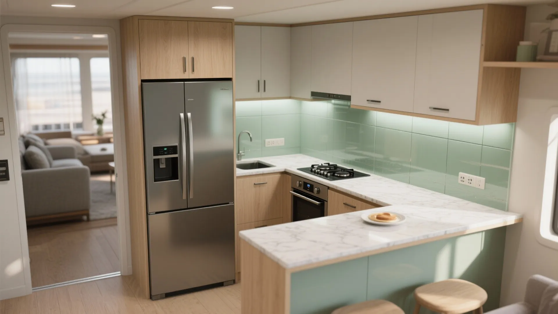 Smarter Galley: L-Shaped Modular Kitchen with Counter-Depth Appliances