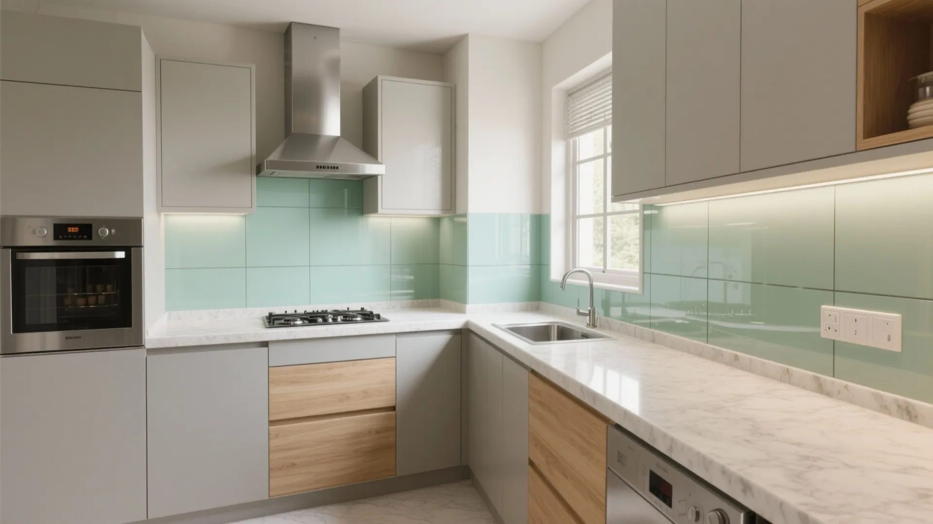 Efficient L-shaped kitchen built for Indian cooking