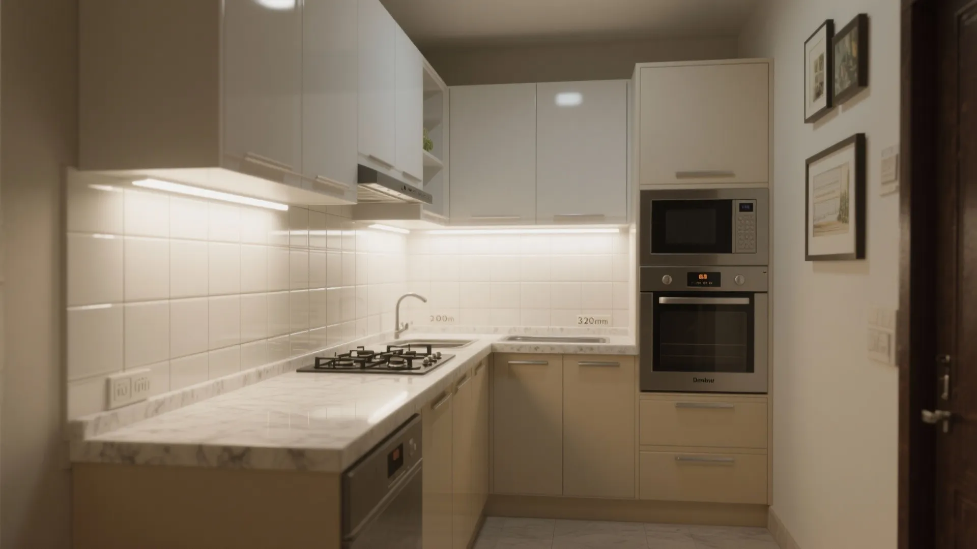Bright, Modular Kitchen with an L-Shape and Easy-Clean Finishes