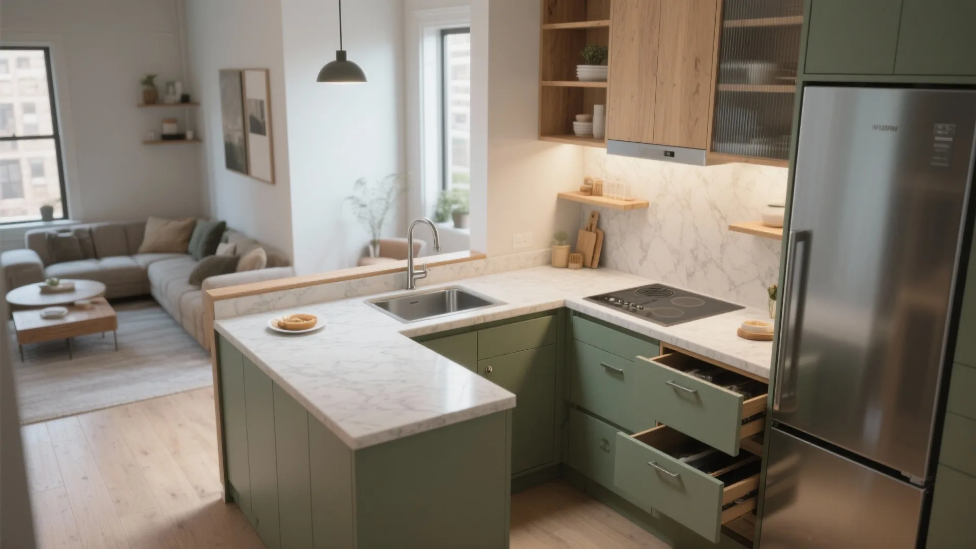 An L-shaped Kitchen to Free Counter Space and Flow