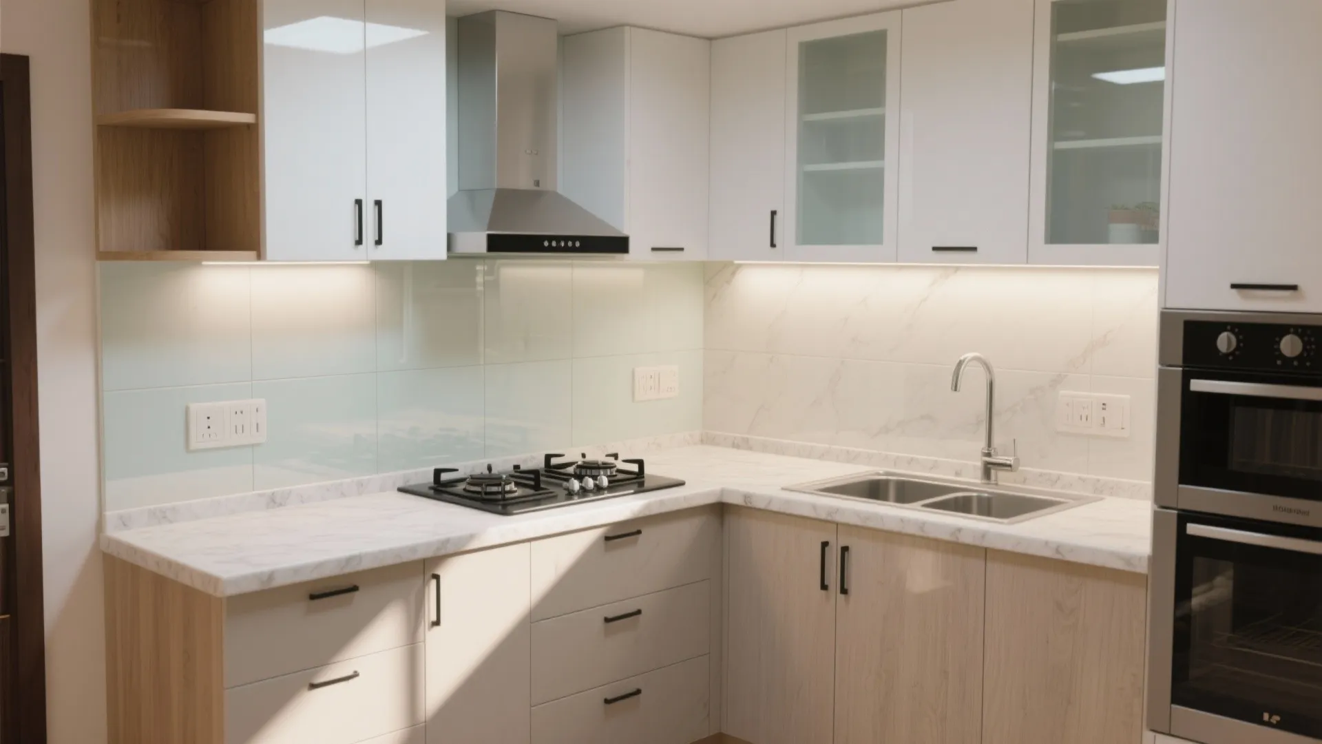 L-shaped small kitchen layout