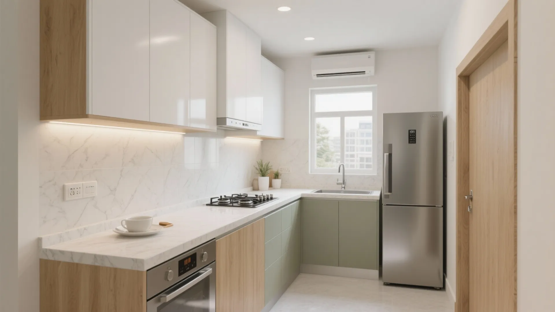 L-shaped small kitchen layout