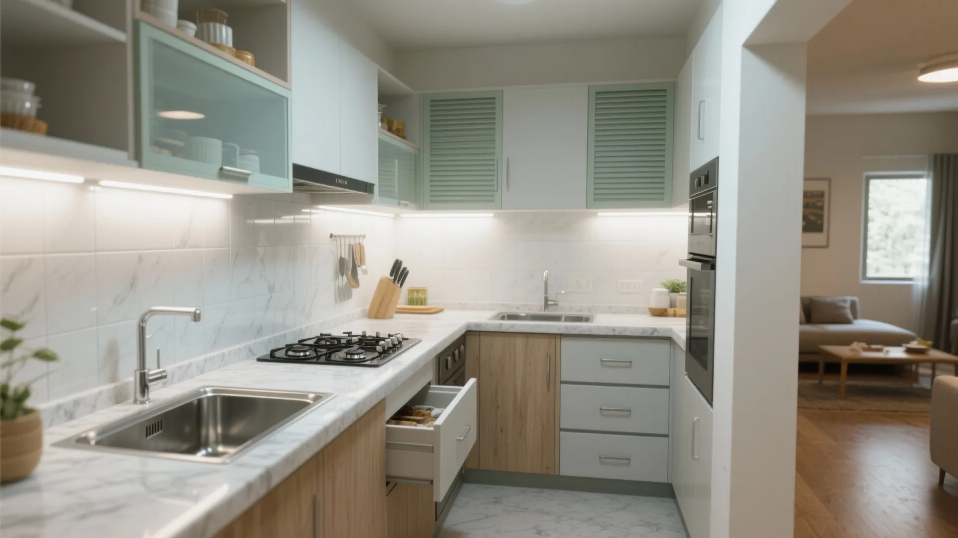 A small L-shaped kitchen that cooks like a big one