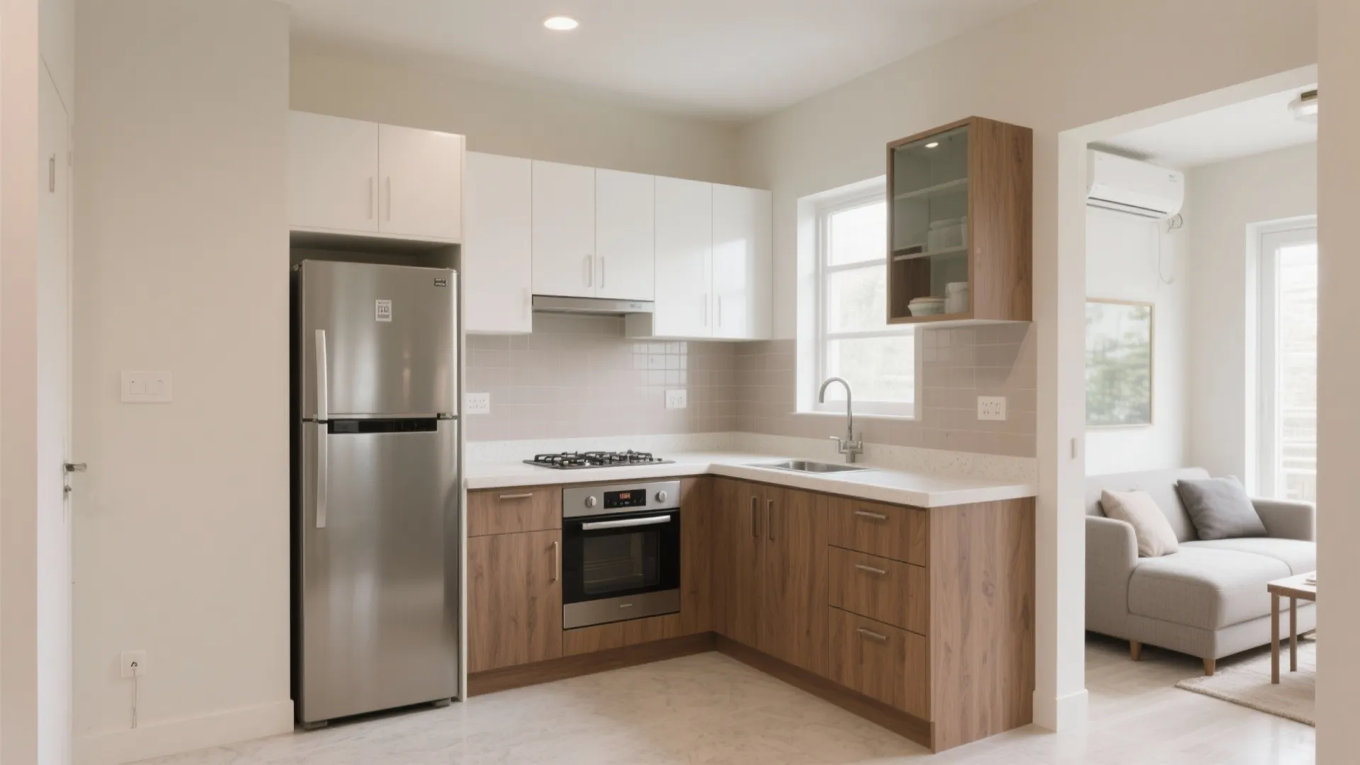 L-shaped small kitchen layout