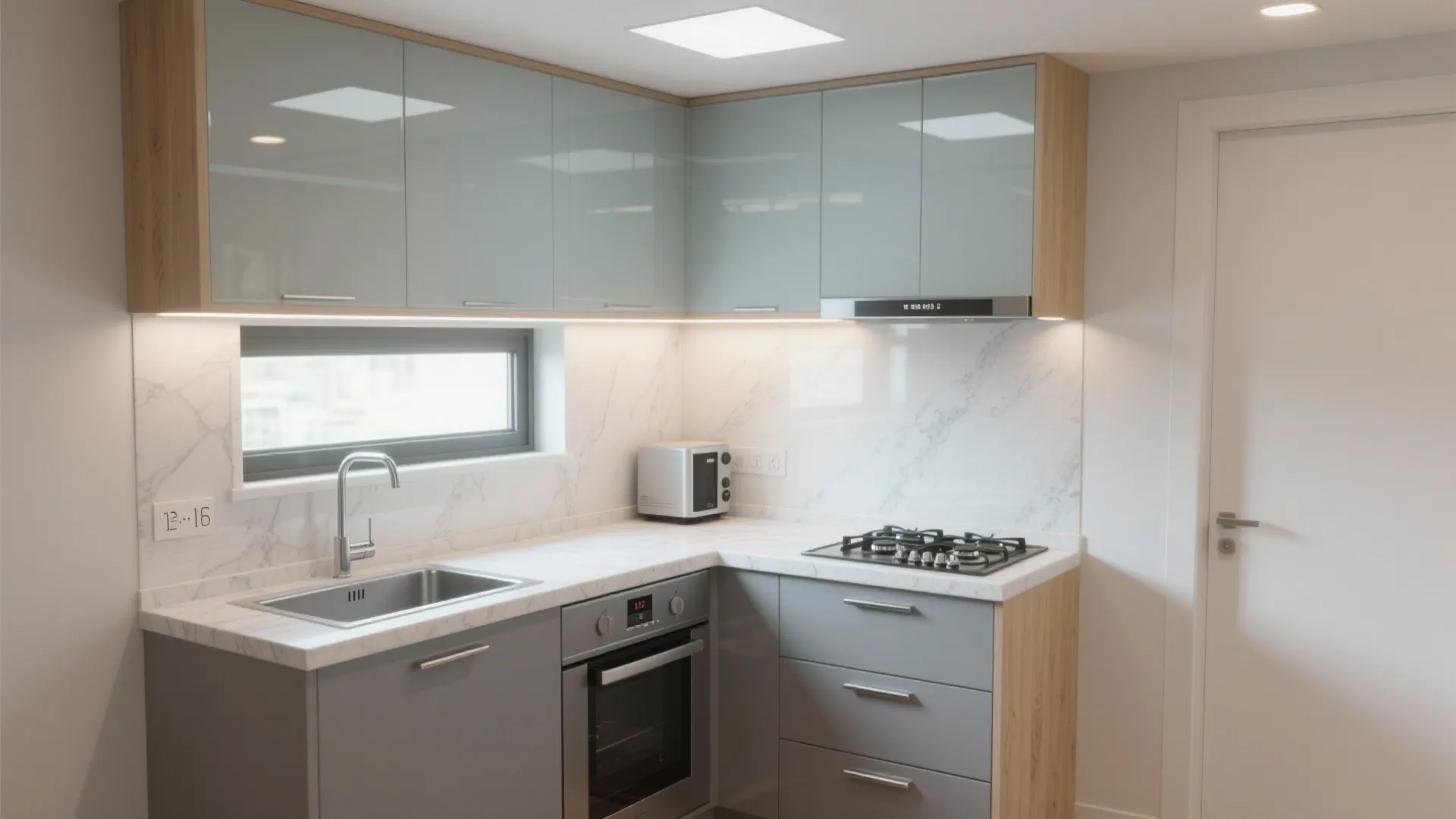 L-shaped compact modular kitchen