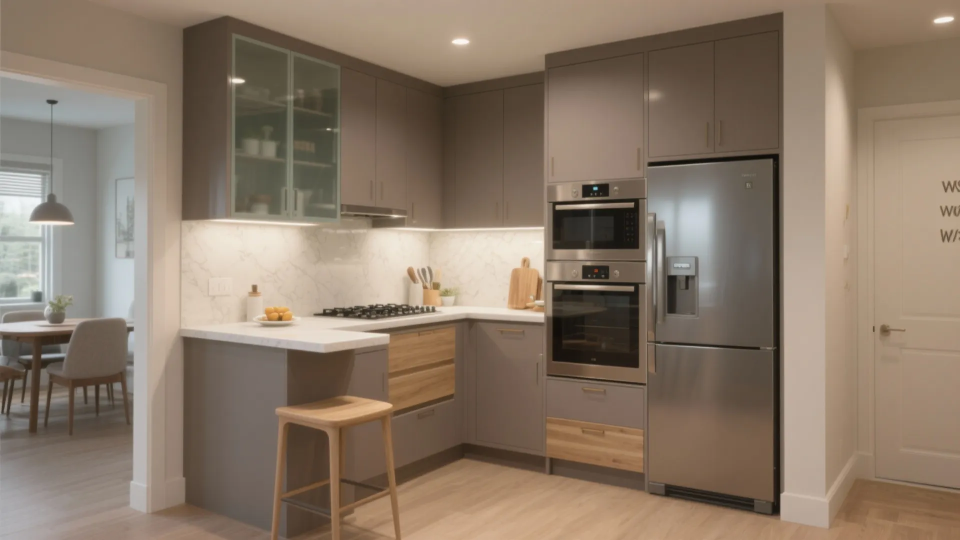 1) A hardworking L-shaped kitchen that zones the home