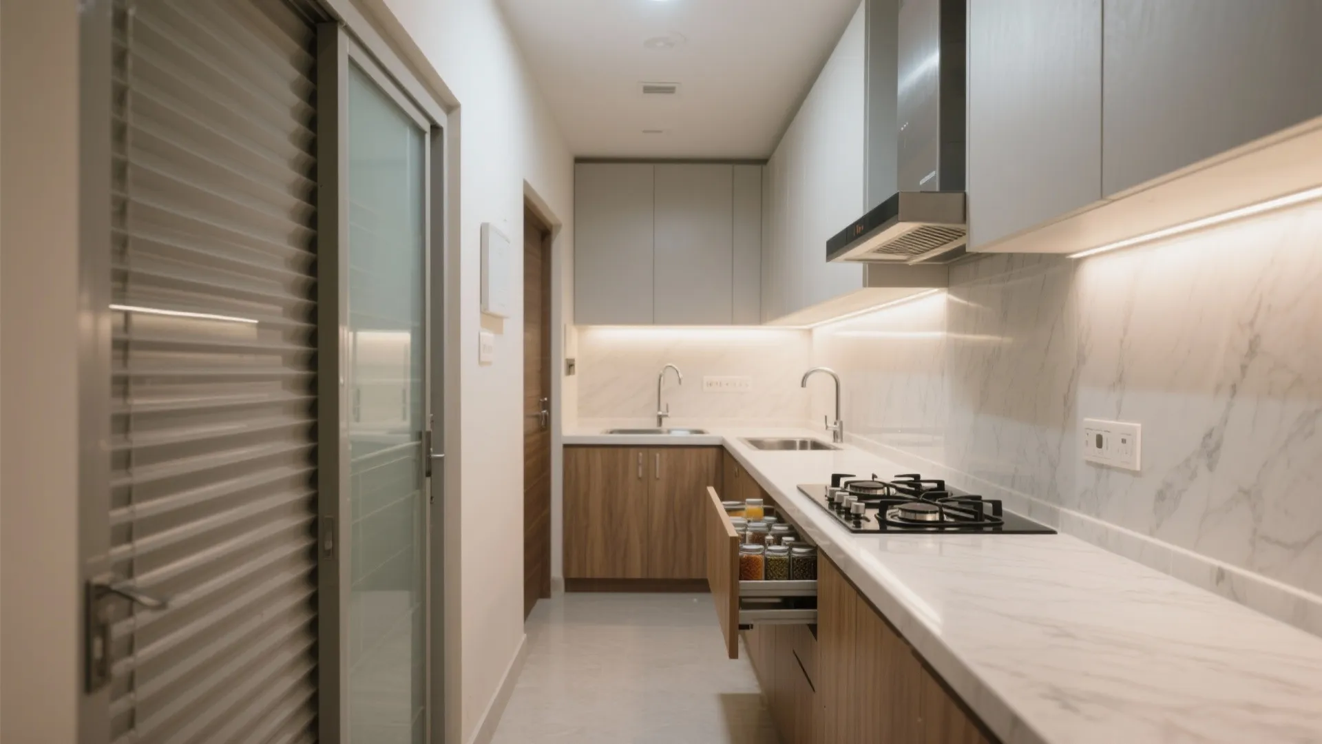 L-shaped small kitchen layout