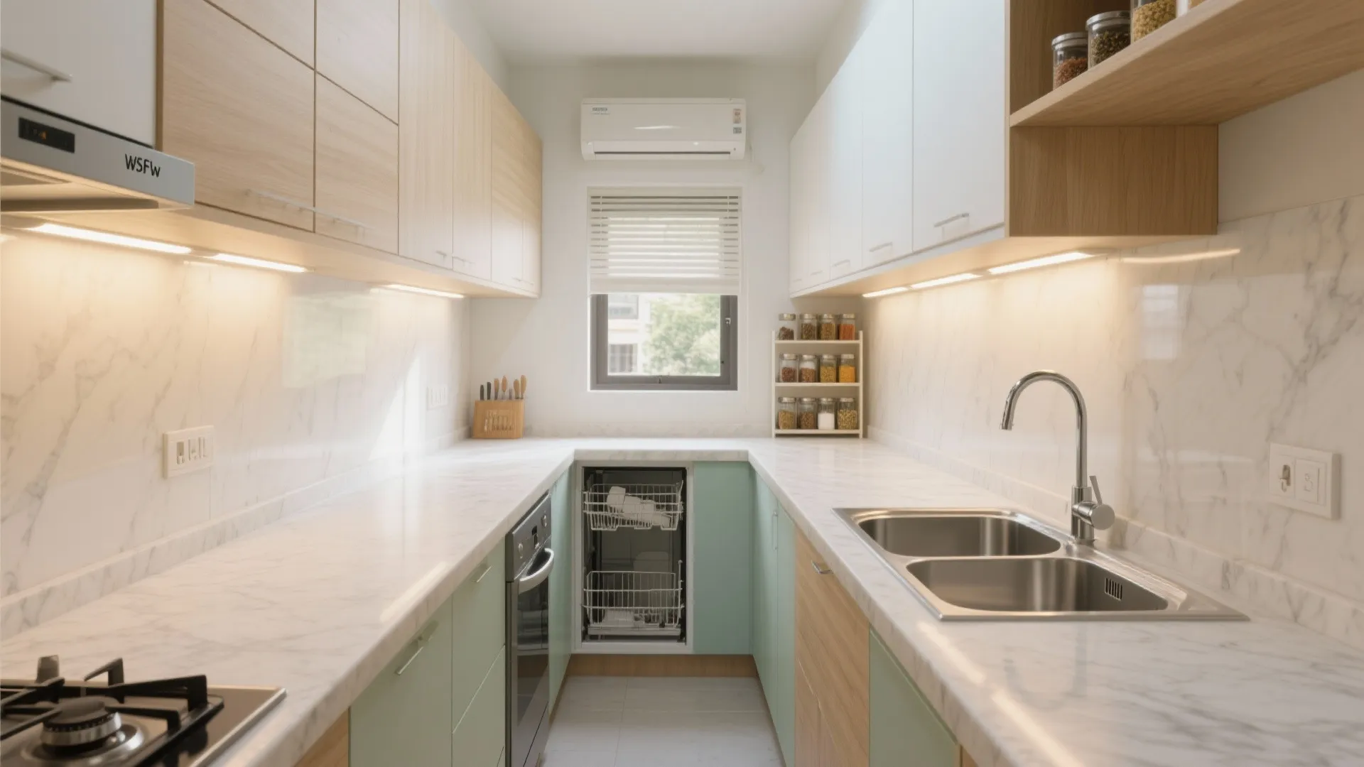 Minimal kitchen, maximal storage: a one-wall core with a compact return