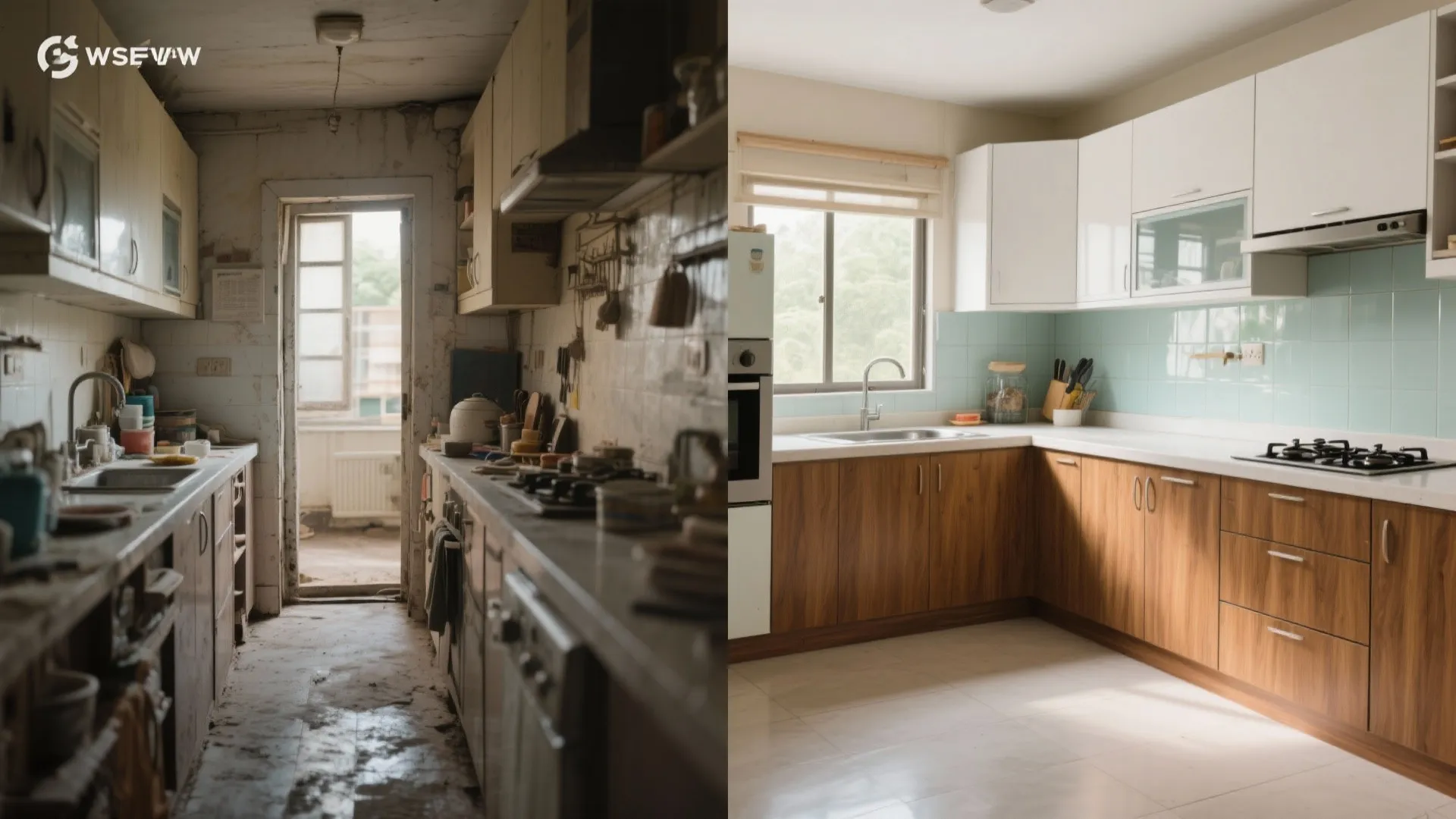 L-shaped small kitchen layout