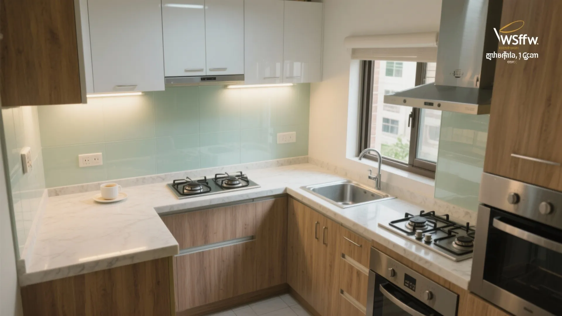 L-shaped small kitchen layout