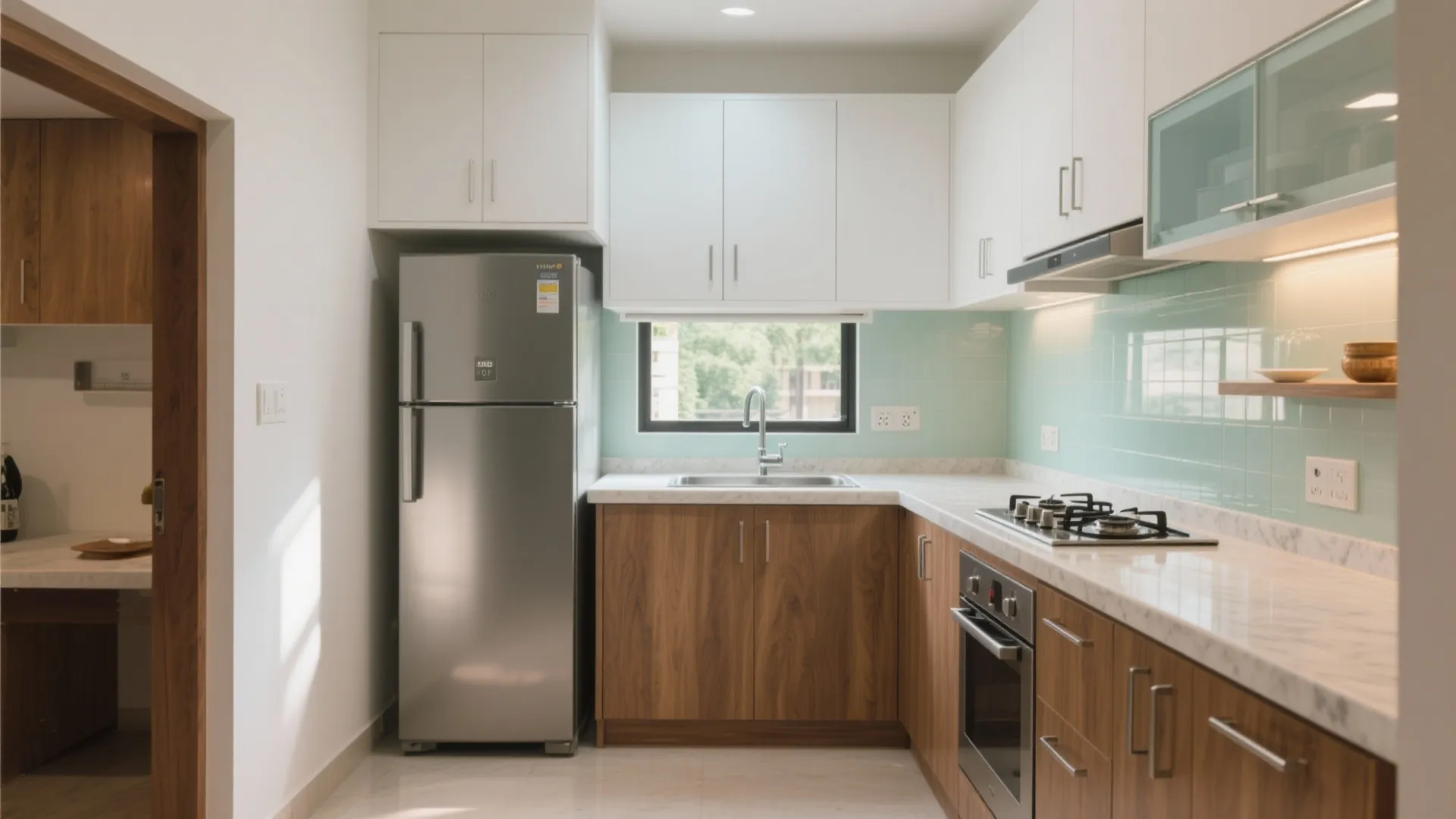 L-shaped small kitchen layout