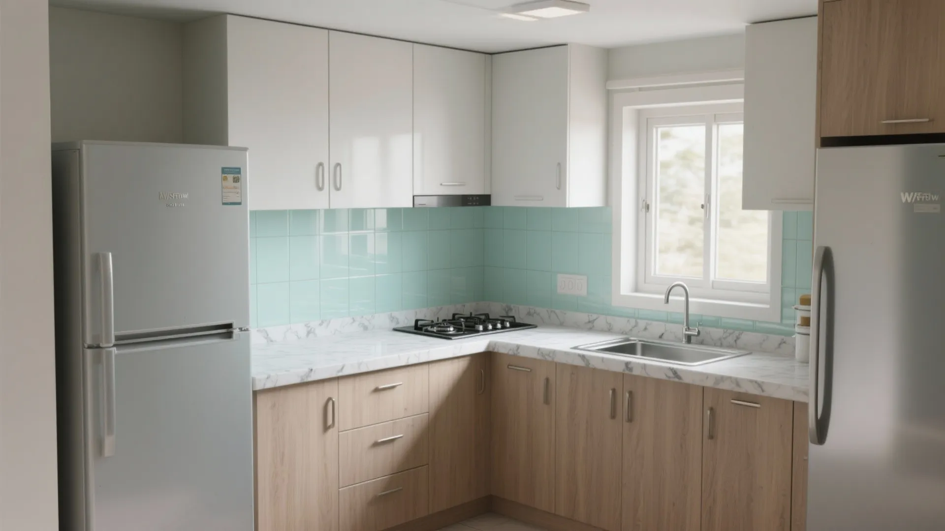 L-shaped small kitchen layout