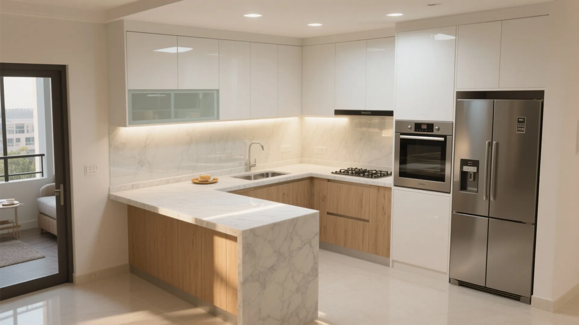 Right-Sized, L-Shaped Kitchen with Utility Integration