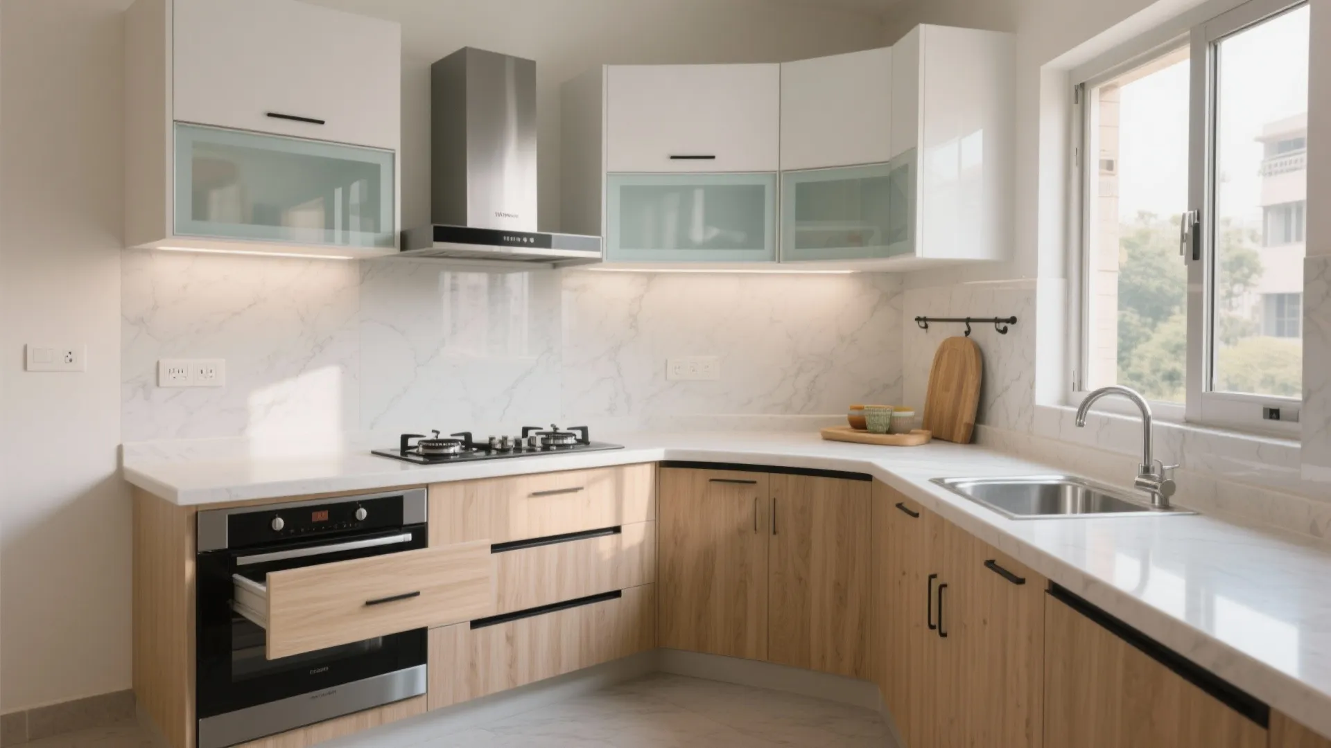 1) L-Shaped Kitchen That Works Hard