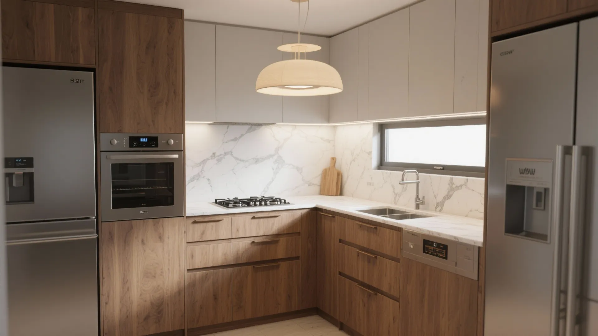 Compact Gourmet Kitchen with L-Shaped Flow