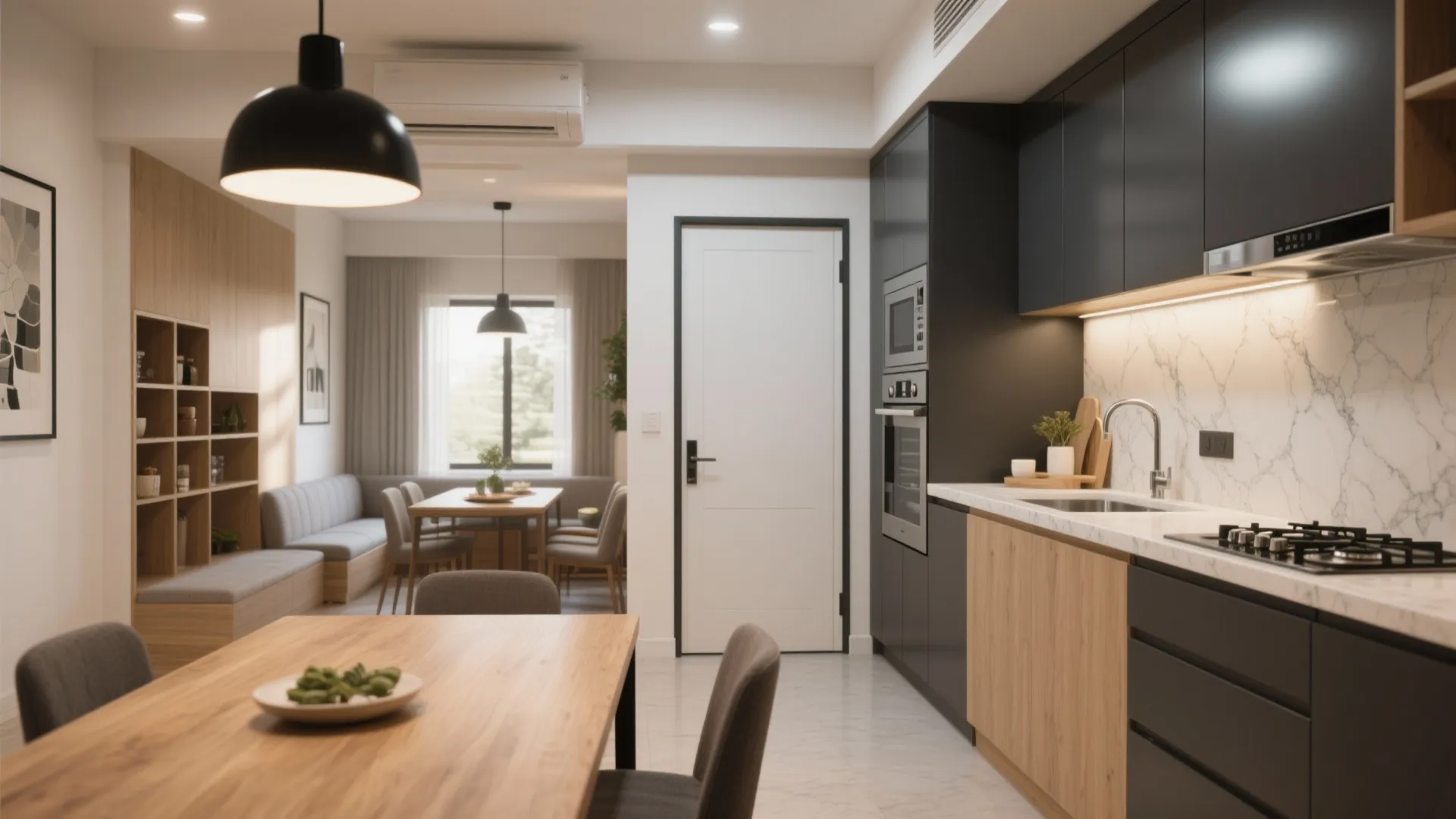 L-Shaped Kitchen-Dining Synergy