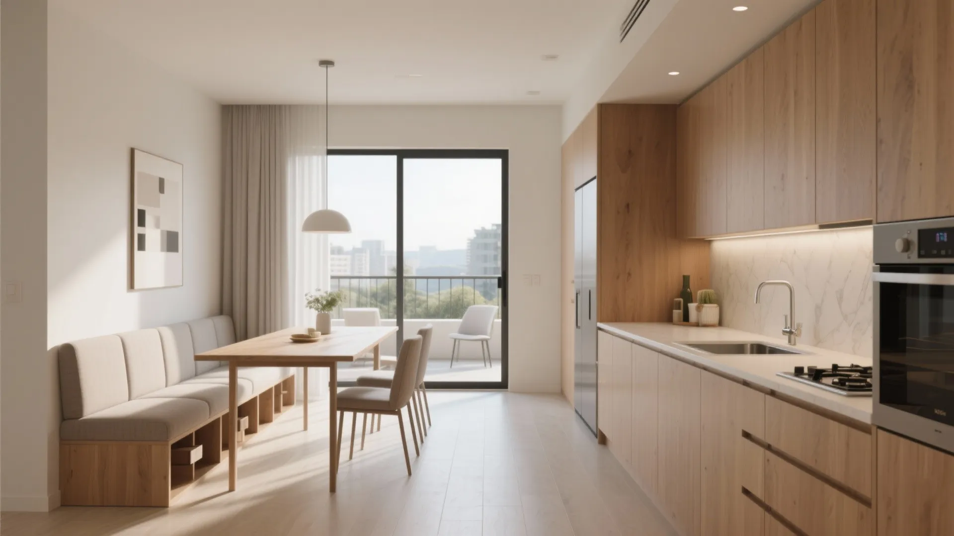 L-Shaped Kitchen–Dining To Free Counter Space