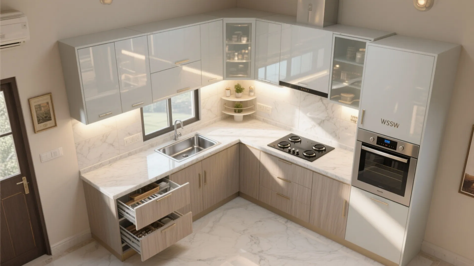 Modular kitchen made smarter: pantries, corners, and gleam