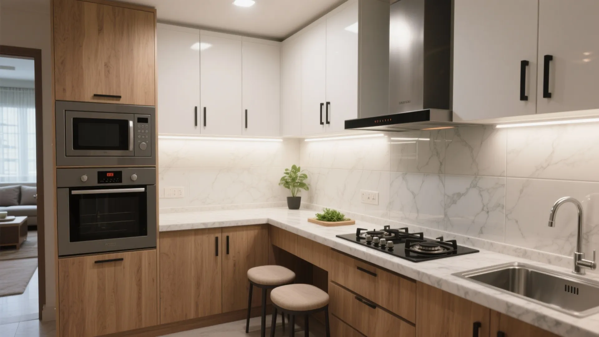 1) L-shaped kitchen-dining that becomes your social hub