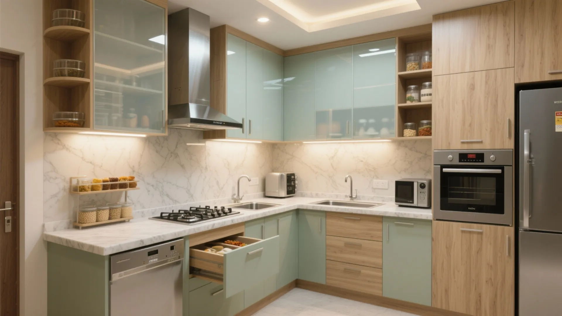Modular Kitchen with L-Shaped Efficiency