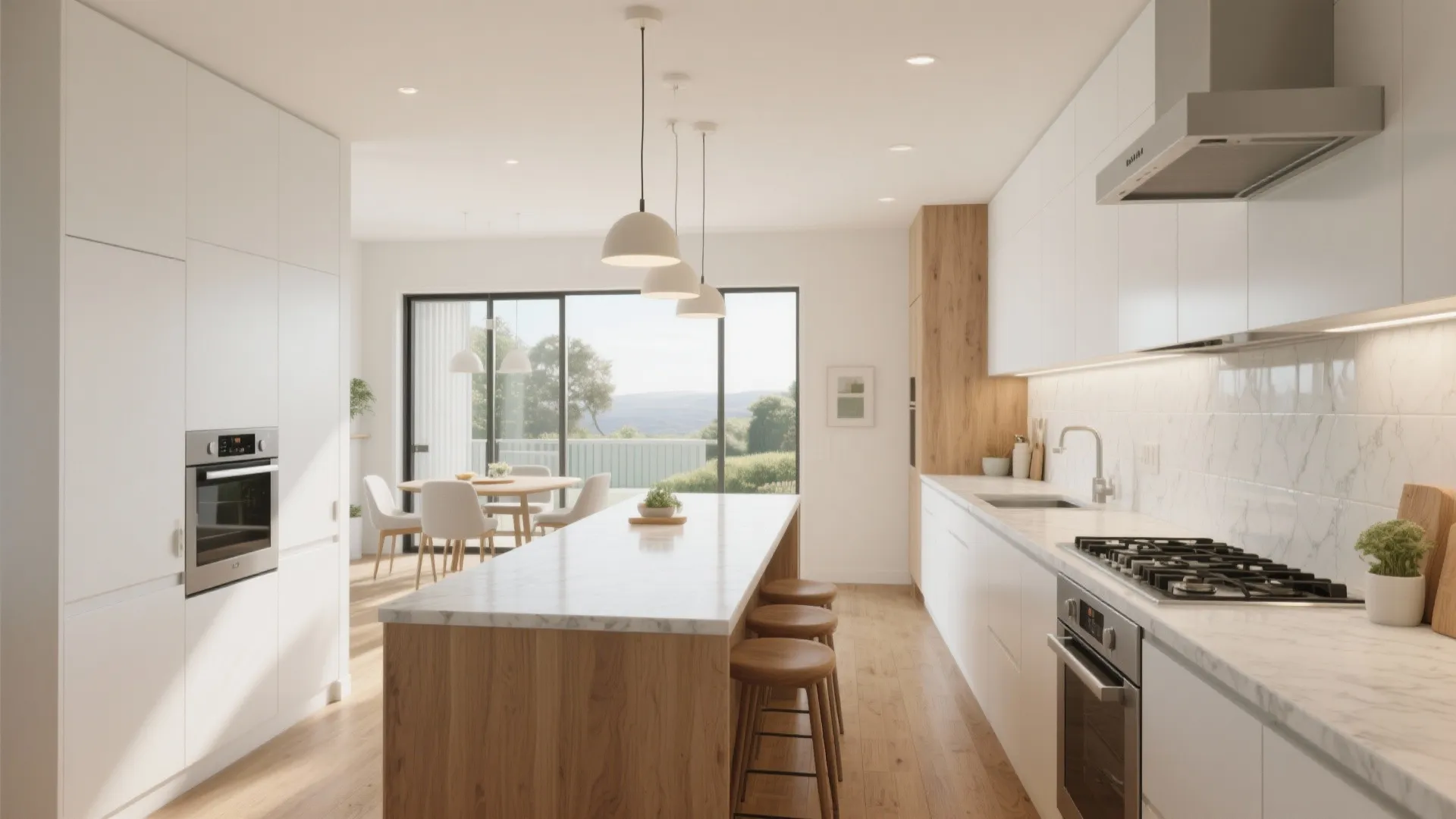 Light-Forward L-Shaped Kitchen With Island