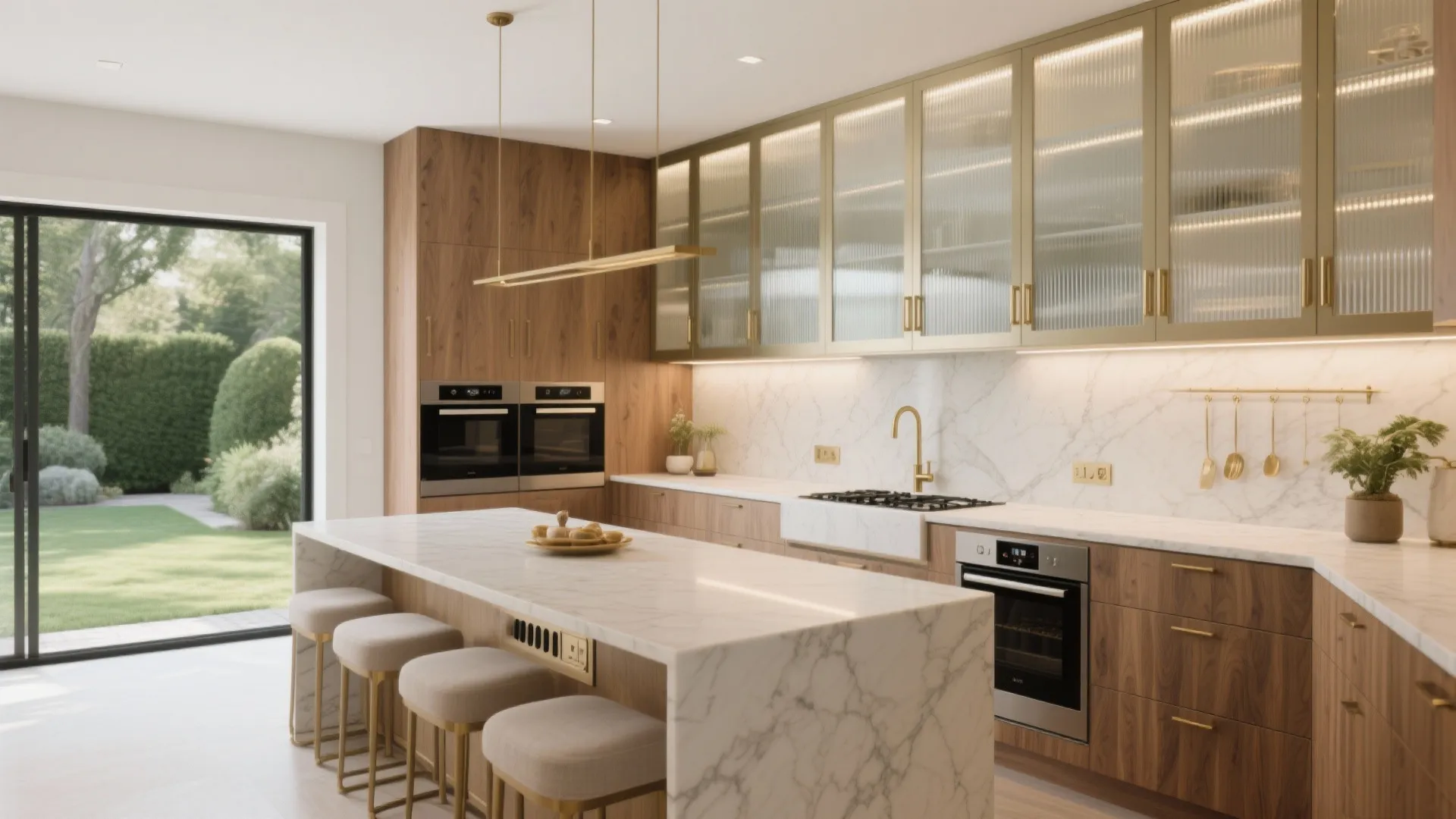 L-shaped Luxury Kitchen with a Social Island