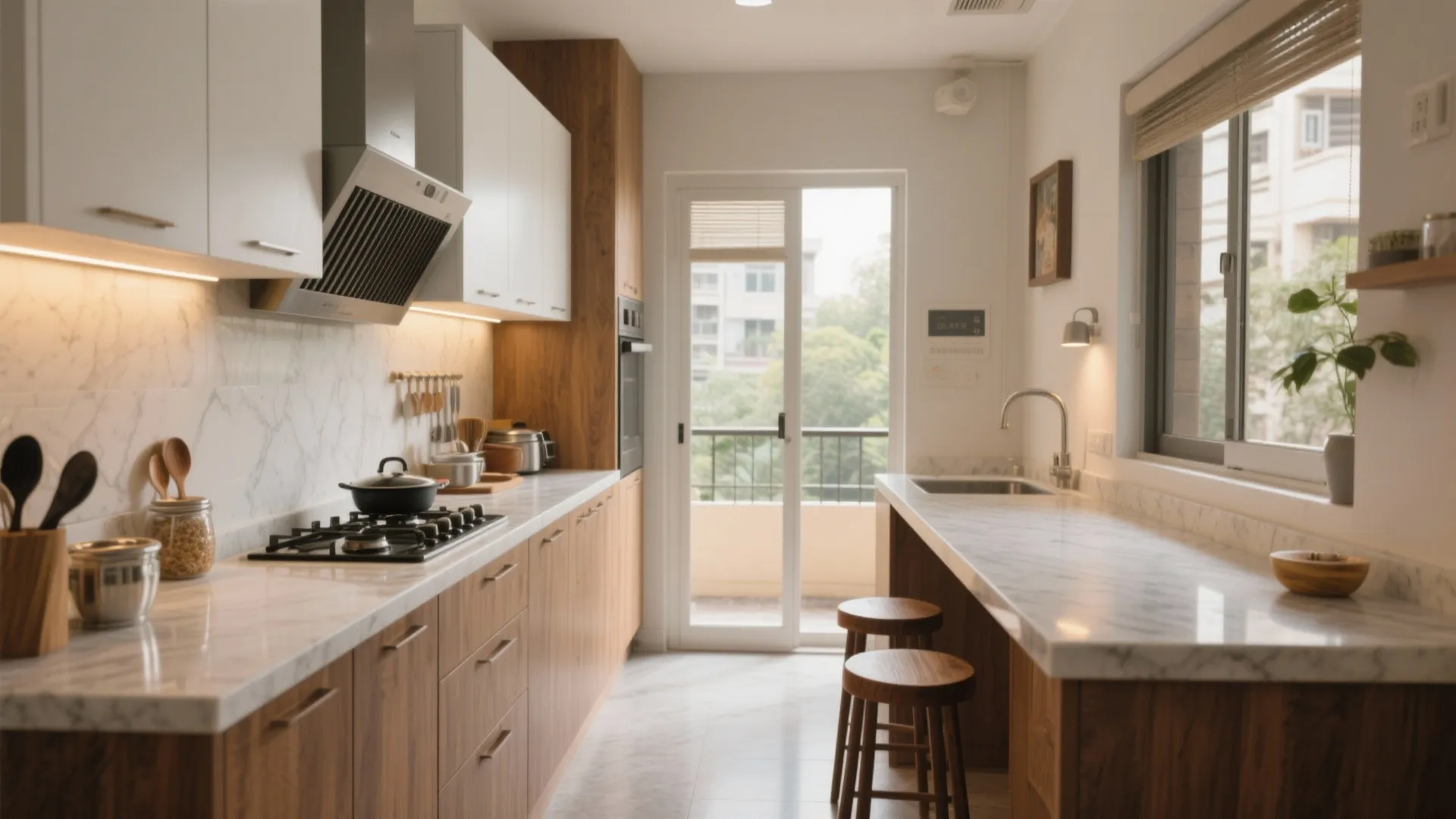 L-shaped Kitchen with a Breakfast Ledge