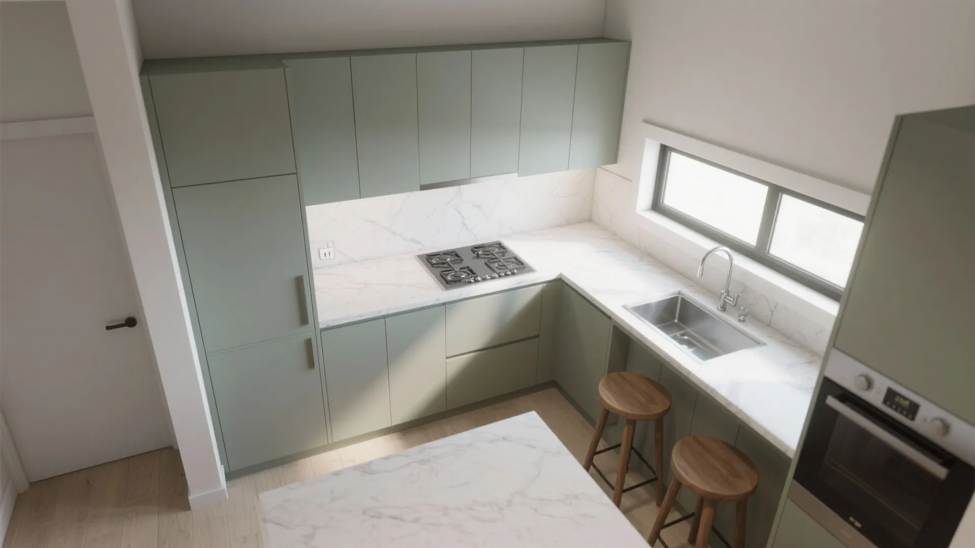 L-Shaped Kitchen with a Breakfast Ledge