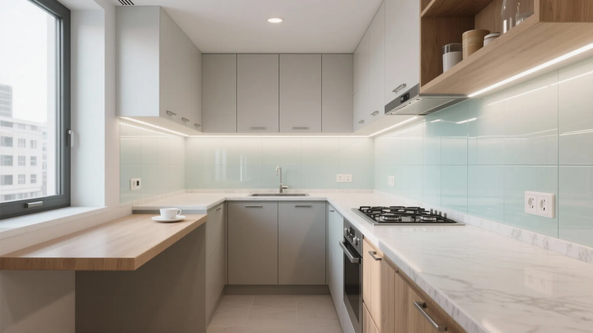 L-Shaped Kitchen with a Breakfast Ledge